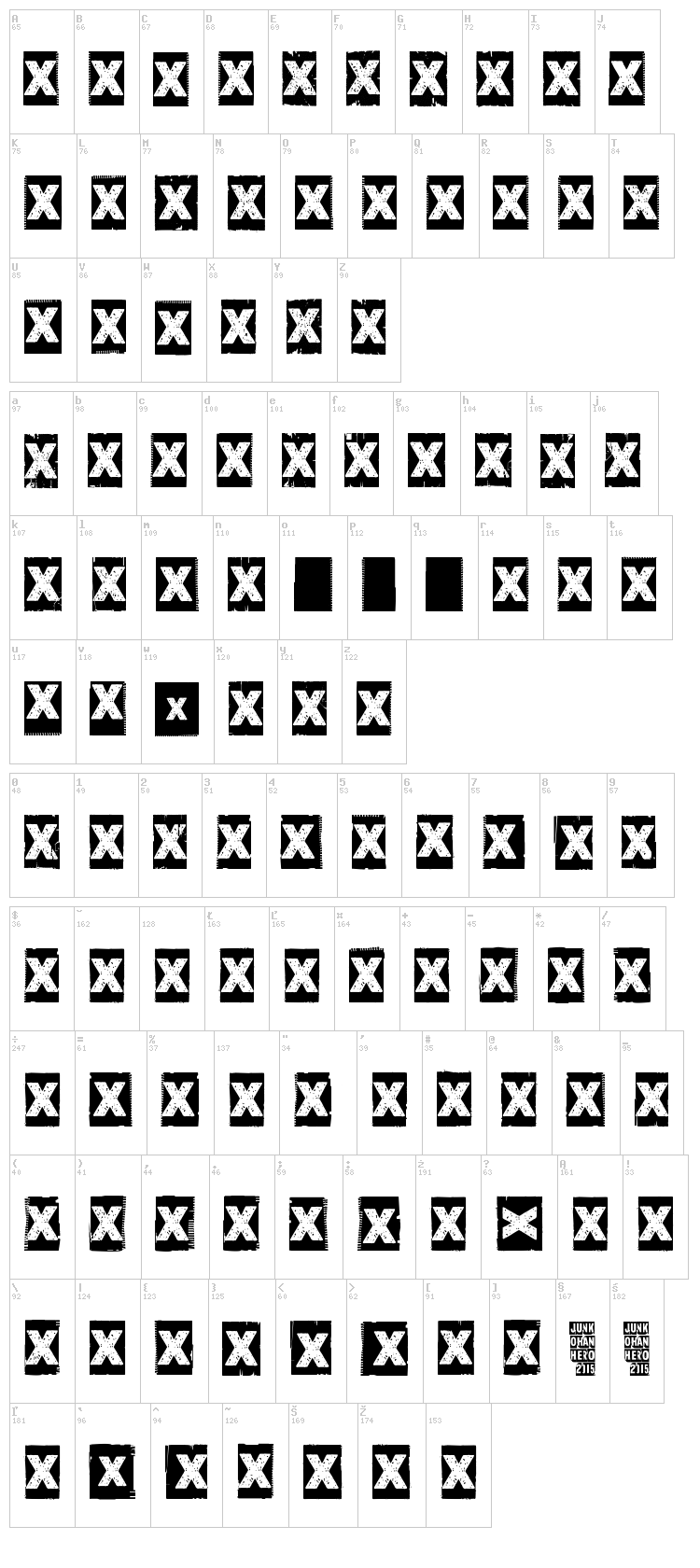 Corner Dark font map